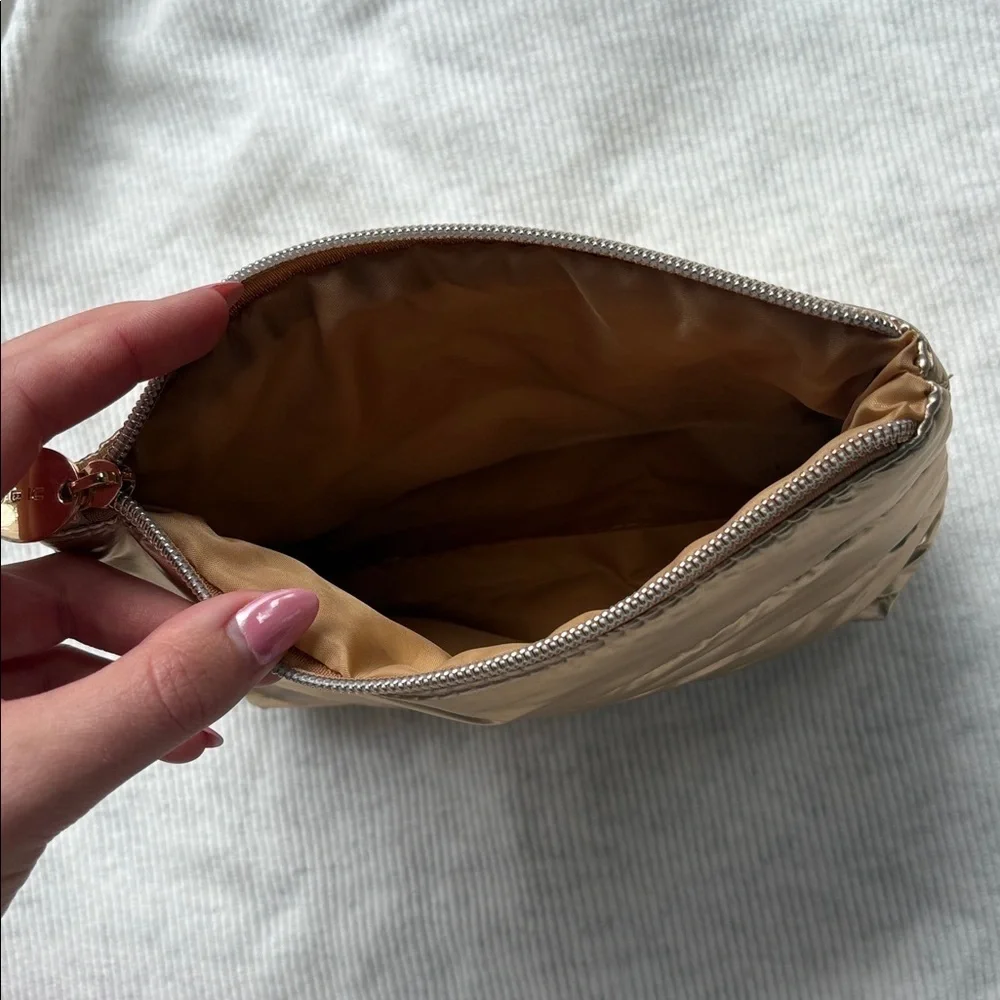 Shiny Gold Quilted Pouch Bag